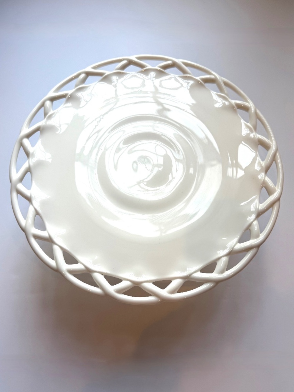 Vintage Pitman Dreitzer Milk Glass Colony Lace Edge Pedestal Cake Plate Stand